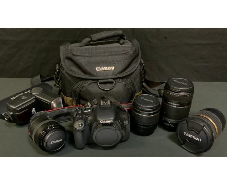 Digital camera equipment, a Canon DSLR 600D body and Canon 55-250mm zoom, 10-24mm Tamron, 18-55mm Canon and a Canon 50mm macr