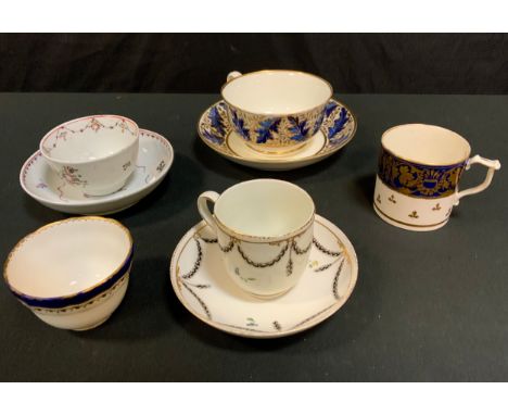 A Derby tea bowl, crown and crossed batons puce mark, c.1800; a bloor derby coffee can, red crown and crossed baton mark, c.1