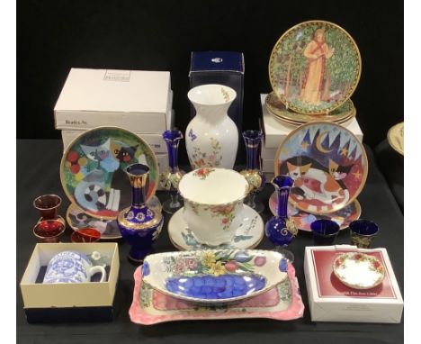 Ceramics - a set of four William Morris design four seasons plates;  others Rosina Wachtmeister Cats;  Aynsley Cottage Garden