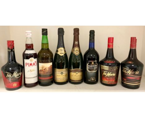 Wines and Spirits - Baron Edunard Champagne; M Hostomme Champagne; Tia Maria; Sherry etc (8) 
