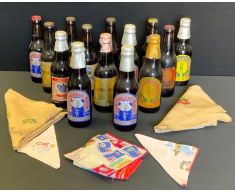 Advertising  - a Bendigo 1811 strong ale bottle;  others McEwans Scots Ale;  Jubillee ale etc, all with contents;  1966 World