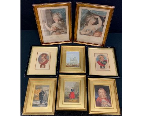 G Baxter, a set of four, Chimney Sweep, Red Riding Hood, St Pauls, etc;  other engravings, Henry VI Henry III;  Bartalozzi, L
