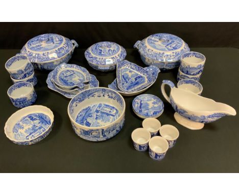 A Copeland Spode Italian pattern collection of kitchenware, comprised of a pair of  large tureens with covers, a small tureen