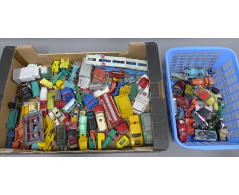 A quantity of vintage diecast cars, all playworn (two boxes) 