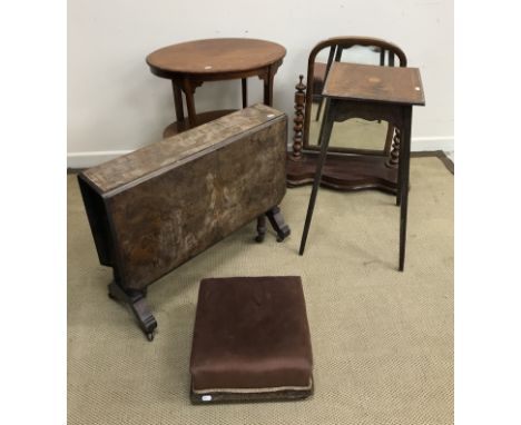 An Edwardian mahogany two tier oval occasional table, an Edwardian mahogany plant stand, a Victorian mahogany dressing mirror