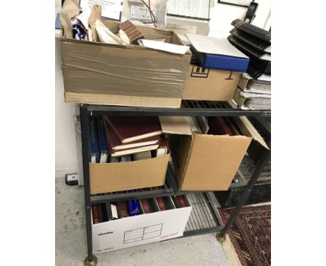 Two boxes of ten albums of first day covers, nine albums of various stamps to include Stanley Gibbons Great Britain Stamp Alb
