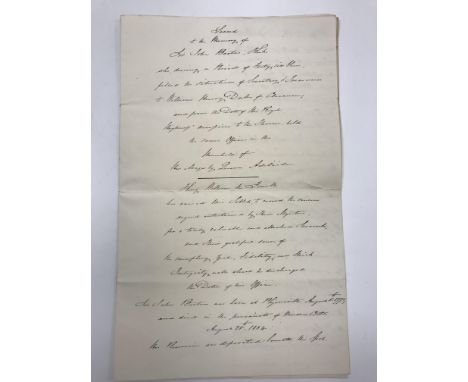 Seven various letters and deeds relating to John Barton including a declaration from Her Majesty Queen Adelaide inscribed "To