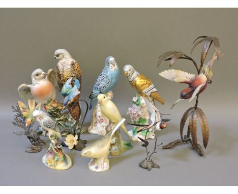 Ten bird ornaments, by Royal Worcester, Radnor, Adderley and Beswick, including Turtle Doves