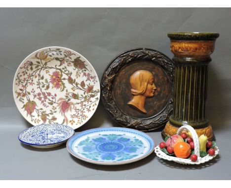 A collection of ceramics, including a Hungarian charger, white ground with floral pattern, two Isnik style plates, a ceramic 