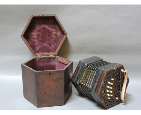 A 19th century Lachenal & Co 'Peerless' Anglo German twenty-one button accordion, for John C Murdoch & Co, serial number 1167