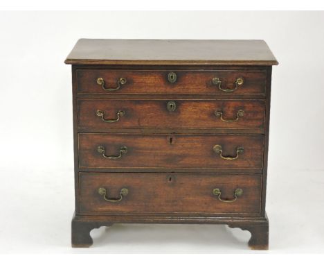 A George III mahogany chest of four graduated long drawers, bracket feet, 86cm wide, 83cm high, 46cm deep