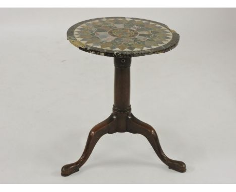 A George III mahogany tripod table, with an associated specimen marble top, 52.5cm diameter