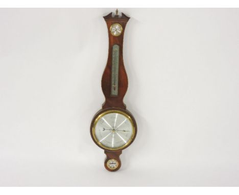 A modern banjo barometer, by Comitti, Holborn, with aneroid mechanism