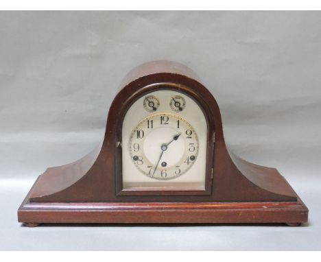 A German mahogany cased mantel clock, 55cm wide
