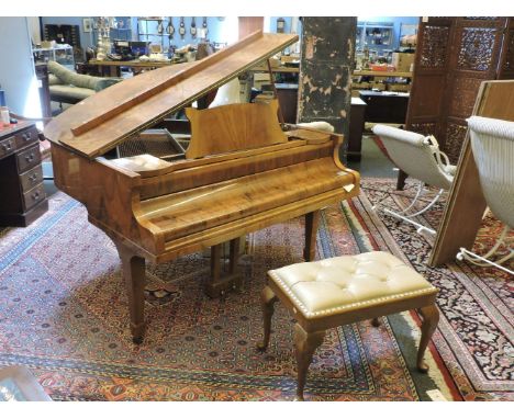 A Cramer walnut baby grand piano, no 126321, and stool