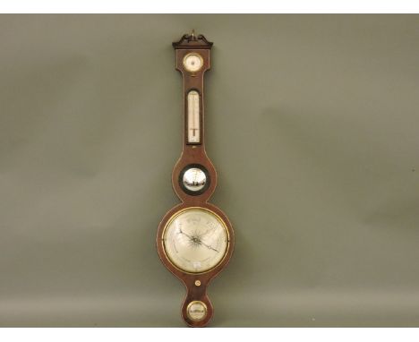 A 19th century mahogany wheel barometer, by Charles Riva, Glasgow, 98cm