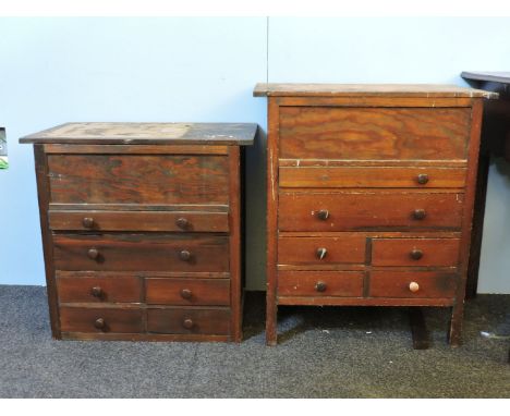 Two wooden tool cabinets, each 59cm wide