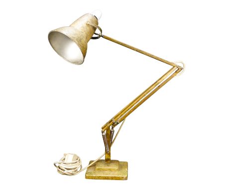 A Herbert Terry Anglepoise lamp - distressed rag-rolled gilt finish, on a square two step base.