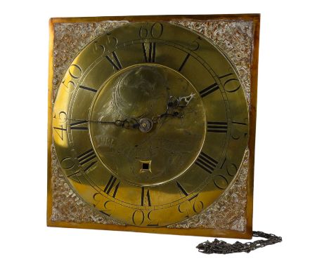 A late 18th century 30 hour longcase clock movement - J Blanylock of Longtown, the engraved brass dial with chapter ring set 