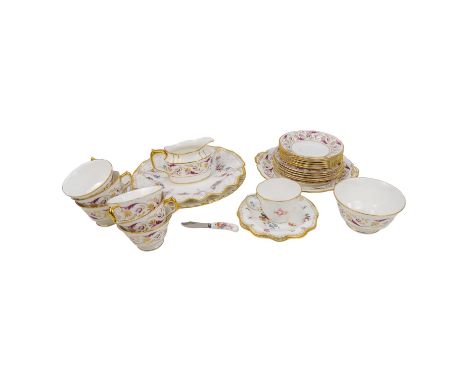 A Royal Crown Derby tea service - Princess pattern, for six place settings, including sandwich plate, side plates, cups and s