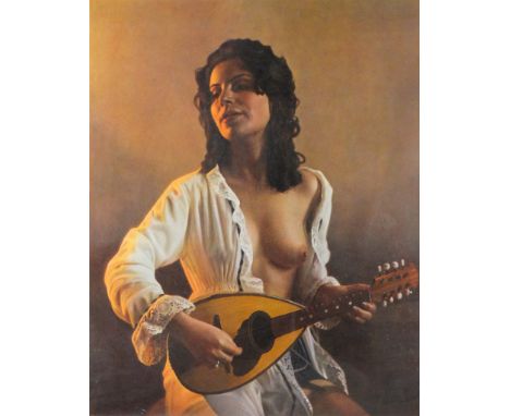 Reza SAMIMI (1919-1991) The Mandolin Player Lithograph Signed and numbered 55/500 in pencil Framed and glazed Picture size 68