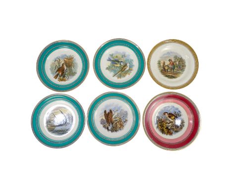 A 19th century Prattware plate - decorated with an image of a knife grinder, 21cm diameter, together with five other various 