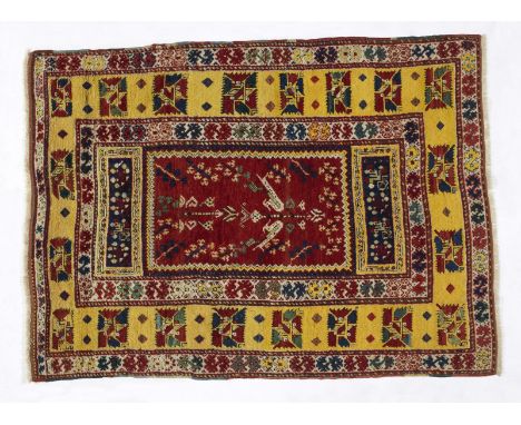 Hand-knotted and hand-worked carpet, origin Anatolia, end of the 19th century. . Cm 130,00 x 174,00.