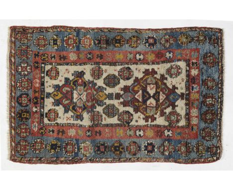 Hand-knotted and hand-worked carpet. Origin: Anatolia, end of the 19th century. . . Cm 97,00 x 153,00.