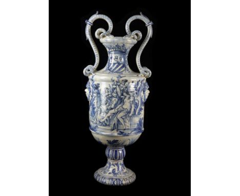 Amphora with two handle decorated with classical motifs. Ceramic. Cm 40,00 x 105,00 x 35,00. Defects.