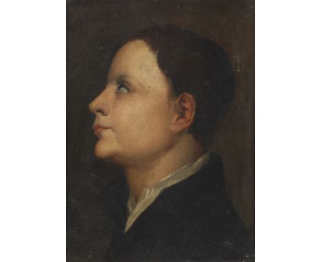 19th CENTURY ARTIST Portrait of profile young boy. Oil on canvas . Cm 32,00 x 40,00.