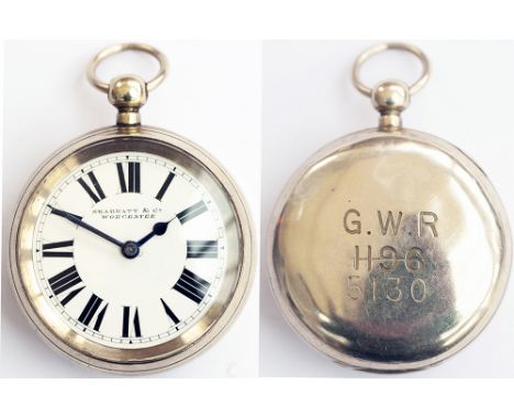 Great Western Railway pre grouping nickel cased pocket watch with a English fusee lever movement fully signed SKARRATT &amp; 