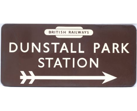 BR(W) FF enamel station direction sign DUNSTALL PARK STATION with British Railways in totem and right facing arrow. From the 