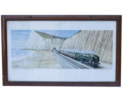 Carriage Print GOLDEN ARROW CONTINENTAL EXPRESS by Richard Ward. From the Southern region B series. Shows an image of BR Brit