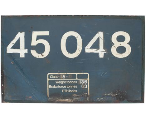 Flamecut cabside panel 45048 ex British Railways Diesel locomotive built at Crewe in 1960, originally numbered D70, and named