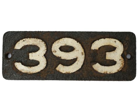 Smokebox Numberplate 393 ex Stanier LMS&nbsp; 8F 2-8-0, built by North British in 1941 as works No 24701, for the Ministry of