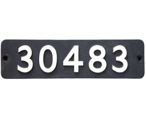 Smokebox numberplate 30483 ex LSWR Urie H15 built at Eastleigh in 1914 and numbered SR 483 and later BR 30483. Allocated to 7