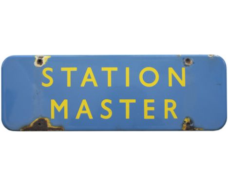 BR(M) FF enamel doorplate STATION MASTER. In the unique yellow and light blue only used at Penychain station which was used f