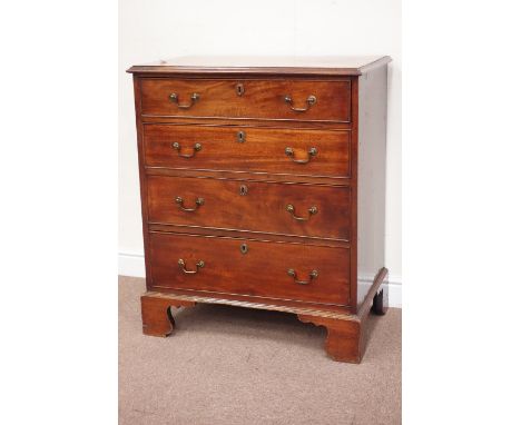 George III mahogany chest fitted with four graduated drawers, raised on bracket feet, W78cm H 94cm D 48cm Condition Report Cl