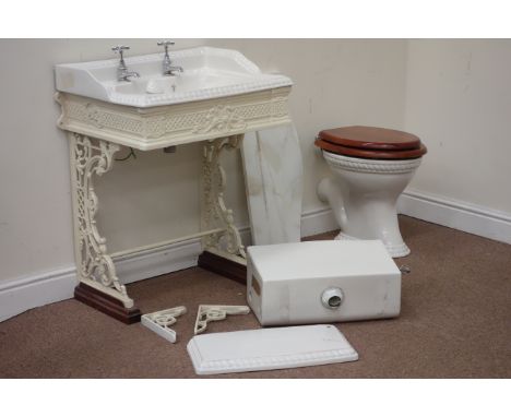 Victorian style enamel toilet and sink set Condition Report Click here for further images, condition, auction times & deliver