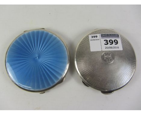 Silver and blue enamel compact by Mappin & Webb Birmingham 1933 and a similar compact Condition Report Click here for further