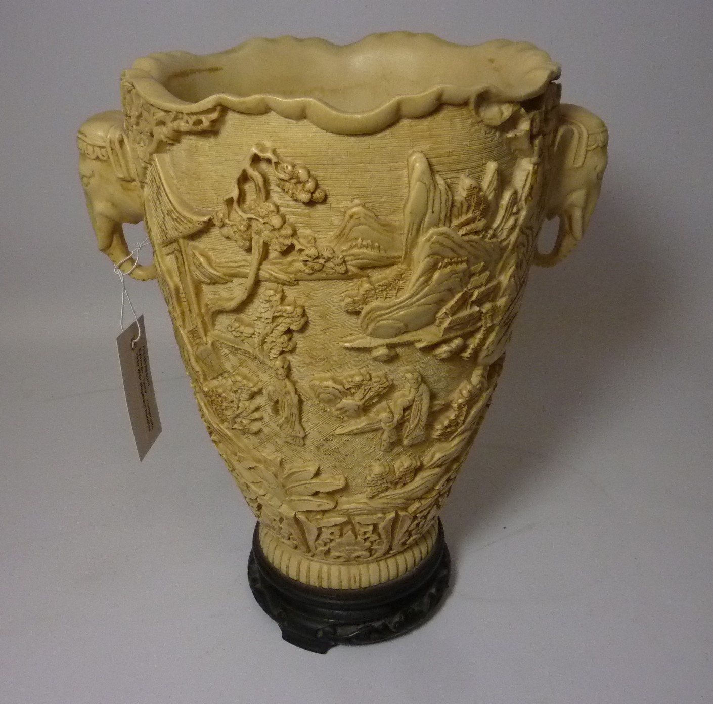 Chinese ivory composite vase with elephant handles, H31cm Condition ...