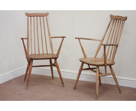 Pair Ercol elm and beech Windsor carved armchairs Condition Report Click here for further images, condition, auction times & 
