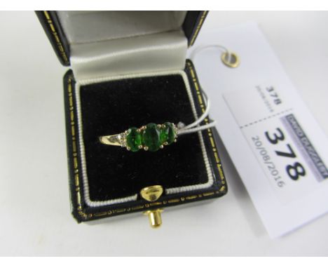 Ring set with green tourmaline and diamonds stamped 9ct Condition Report Click here for further images, condition, auction ti