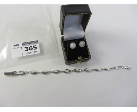 Opal set bracelet and pair ear-rings stamped 925 Condition Report Click here for further images, condition, auction times & d