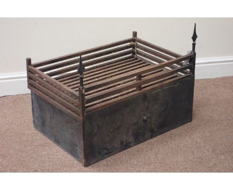 20th century wrought metal rectangular fire grate, W64cm Condition Report Click here for further images, condition, auction t