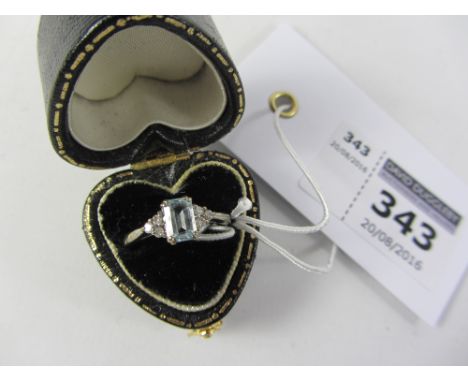 Aquamarine and diamond white gold ring hallmarked 9ct Condition Report Click here for further images, condition, auction time