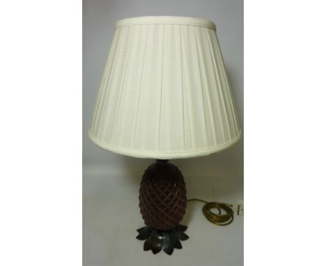 Pineapple table lamp, with shade H57cm   (This item is PAT tested - 5 day warranty from date of sale)  Condition Report Good 