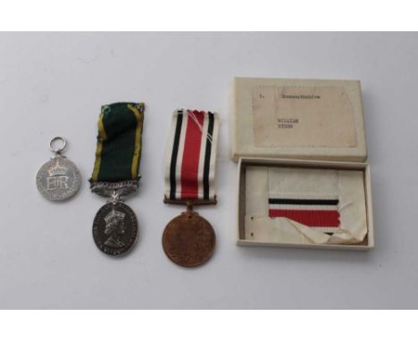 Elizabeth II Coronation medal (unnamed) together with an Elizabeth II Territorial Efficiency medal named to Q / 367656 CPL. R