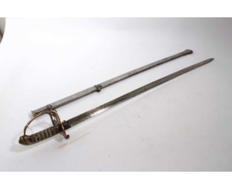 Victorian 1845 pattern Infantry Officers' sword with brass Gothic hilt, fullered blade, by Henry Wilkinson, Pall Mall London,