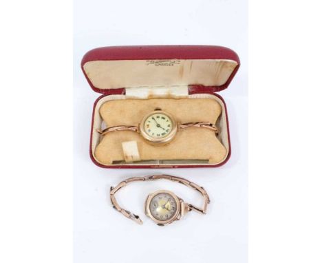 Two vintage gold wristwatches to include 9ct gold cased watch on 9ct gold expandable bracelet and one other 9ct gold cased wa